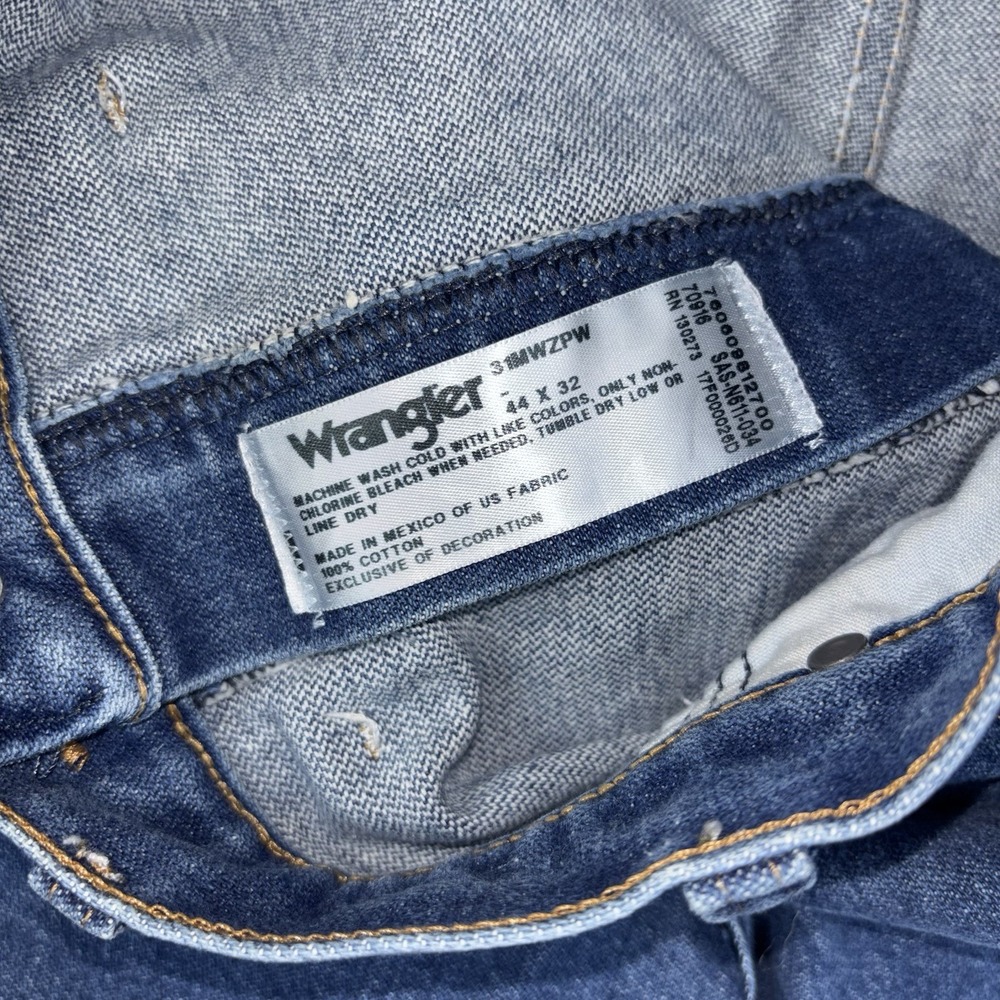 Wrangler 31MWZ Jeans Mens 44x32 Relaxed Fit Straight Leg Blue Denim Western Work - Picture 4 of 12